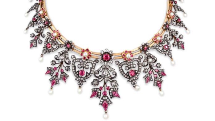 French Crown Jewels Historic Diamond and Ruby Necklace - For Sale-1 French Crown Jewels Historic Diamond and Ruby Necklace - For Sale-1