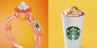 The world's first Pumpkin Spice Latte Ring engagement ring, priced at $12,000