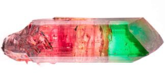 Double coloured tourmaline rough will be auctioned in November for the first time in the world
