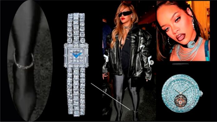 Singer Rihanna Wears $400,000 Diamond Watch on her ankle Singer Rihanna Wears $400,000 Diamond Watch on her ankle