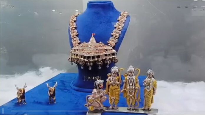 Surat Jeweller designed necklace on Ayodhya Ram Mandir theme-1