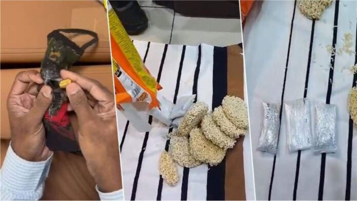 Four who smuggled diamonds hidden in packets of noodles were caught at Mumbai airport