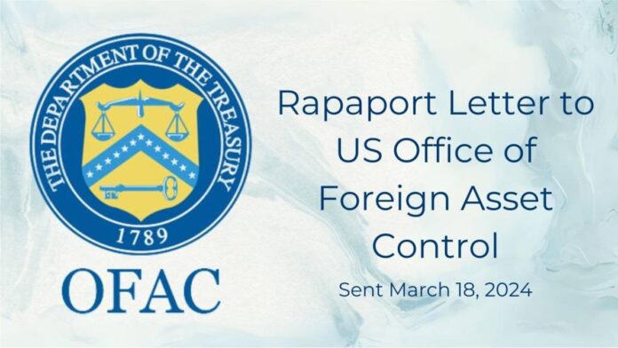 Rappaport wrote to OFAC seeking clarification on Russian diamond embargo rules