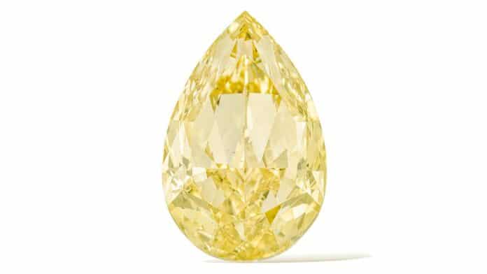 202-carat yellow diamond sold for 67 million dollar at Christies auction in Geneva