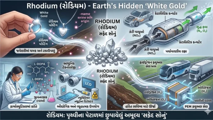 Rhodium white gold hidden deep within earth